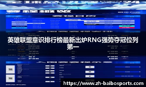 英雄联盟意识排行榜最新出炉RNG强势夺冠位列第一